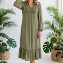  Collared V-Neck Leopard Trim Maxi Dress | S-XL