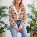  Dot Pattern Knit Button Front V Neck Cardigan | S-XL