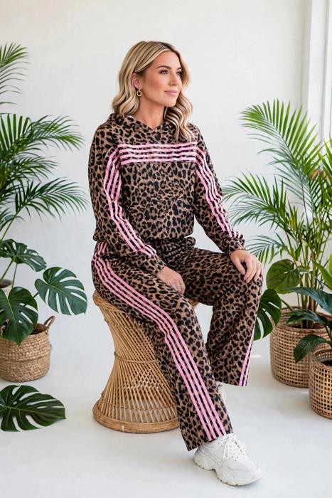 Striped Detail Leopard Matching Set | S-XL