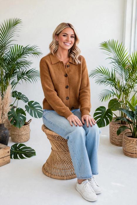 Button Front Long Sleeve Knit Cardigan | S-XL