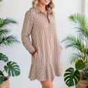  Striped Ruffle Hem Collared Mini Dress | S-XL