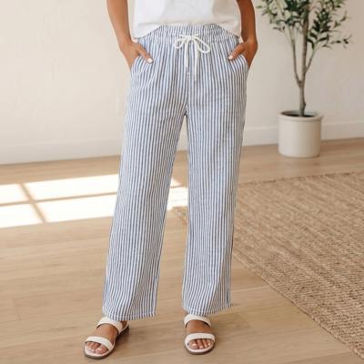 Stripe Print Drawstring Waist Ankle Pants | S-XL