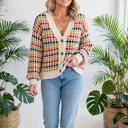  Dot Pattern Knit Button Front V Neck Cardigan | S-XL
