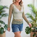  Vintage Floral Print Sheer Long Sleeve Top | S-XL