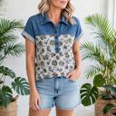 Gorgeous Retro Garden Denim Patchwork Buttoned Collar | S-XL