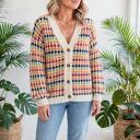  Dot Pattern Knit Button Front V Neck Cardigan | S-XL