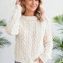  Cable Knit Drop Shoulder Sweater | S-XL
