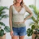  Vintage Floral Print Sheer Long Sleeve Top | S-XL