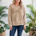  Mineral Wash Bow Patchwork Pullover Sweatshirt | S-XL