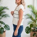  Striped Short Sleeve Button Front Cardigan | S-XL