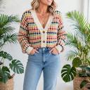  Dot Pattern Knit Button Front V Neck Cardigan | S-XL