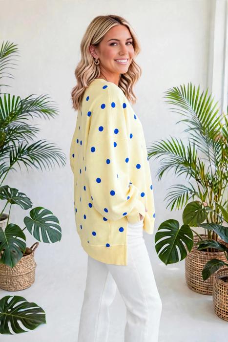 Polka Dot Loose-Fit Long Sleeve Top | S-XL