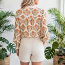  Floral Print V-Neck Long Sleeve Blouse | S-XL