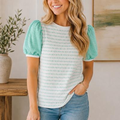 Striped Puff Sleeve Blouse | S-XL