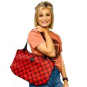 Red Plaid Neoprene Beach Tote