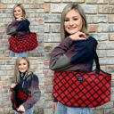 Red Plaid Neoprene Beach Tote
