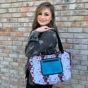 Cowhide W/ Turquoise Leather Pocket Neoprene Beach Tote