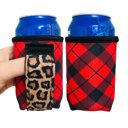 Red Plaid w/ Leopard 12oz Can Handler 12oz Stubby Can Handler