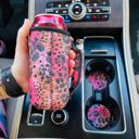 Blushing Leopard Car Coasters Neoprene Car Coasters (Set of 2)