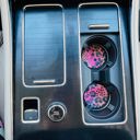 Blushing Leopard Car Coasters Neoprene Car Coasters (Set of 2)