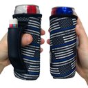 Back The Blue Slim Can Handler 12oz Pocketed Slim Can Handler