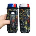 Fall Floral Slim Can Handler 12oz Pocketed Slim Can Handler