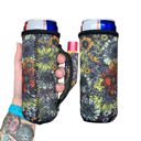 Fall Floral Slim Can Handler 12oz Pocketed Slim Can Handler