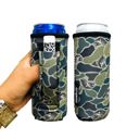 Fish Camo Slim Can Handler 12oz Pocketed Slim Can Handler