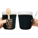 Black w/ Leopard Pint Ice Cream Handler