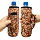 Old School Camo Water Bottle Handler 16oz Water Bottle & 24oz Can Handler