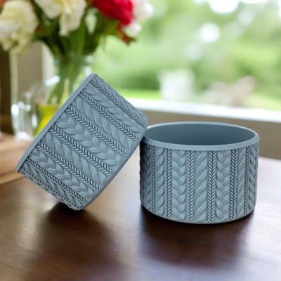 Florence Cable Knit Silicone Tumbler Boot | Fog Blue
