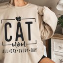  Cat Mom All Day Every Day - Cozy Crew Neck Sweatshirt, Funny Pet Lover Top, Cute Neutral Graphic Shirt, Gift for Cat Lovers and Fur Moms