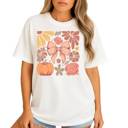  Boho Fall Pumpkin Coquette Graphic Tee Trendy Autumn Aesthetic Vintage Harvest Shirt for Women