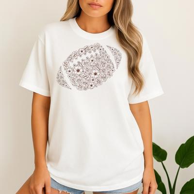 Chinoiserie Football Floral Graphic Tee Vintage Game Day Shirt for Women, Fall Sports Aesthetic