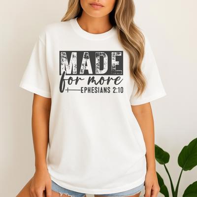 Made for More Black Graphic Tee Christian Faith Shirt with Ephesians 2:10 Verse, Inspirational Bible Quote Top, Minimalist Spiritual Gift for Women