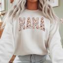  Mama Autumn Lettering Fall - Cozy Crew Neck Sweatshirt, Retro Floral Print Top, Cute Neutral Thanksgiving Shirt, Gift for Moms and Fall Lovers