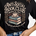  Anti Social Book Club Graphic Tee – Funny Book Lover Shirt for Introverts, Readers, and Coffee Lovers