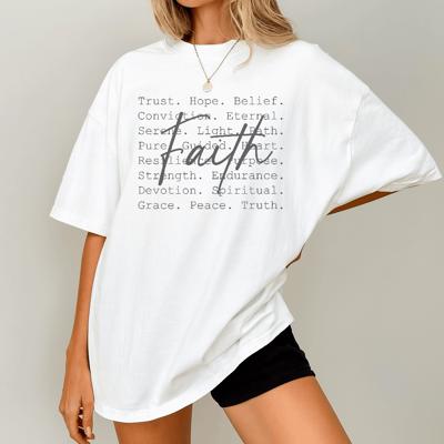 Faith Trust Hope Belief Tee Inspirational Christian Graphic Shirt, Positive Affirmation Top for Women