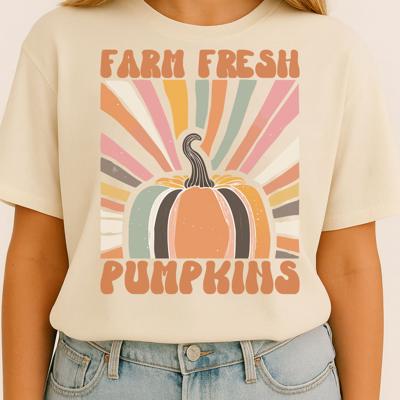 Farm Fresh Pumpkin Retro Fall Graphic Tee Vintage Autumn Harvest Thanksgiving T-Shirt