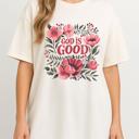  God is Good Christian Graphic Tee Floral Faith Shirt, Religious Inspirational T-Shirt for Women