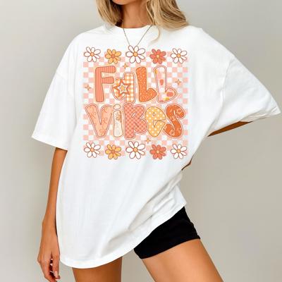 Retro Fall Vibes Checkered Tee Groovy Graphic Shirt with Flowers Gingham Style Tshirt