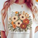  Fall Breeze Autumn Leaves Floral Graphic Tee Cozy Vintage Fall Aesthetic T-Shirt