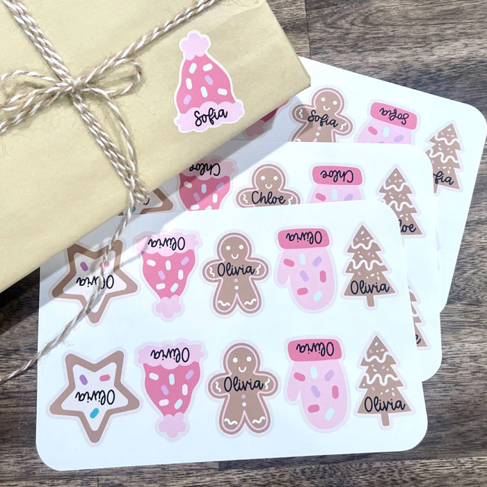 Personalized Gingerbread Christmas Gift Tag Stickers