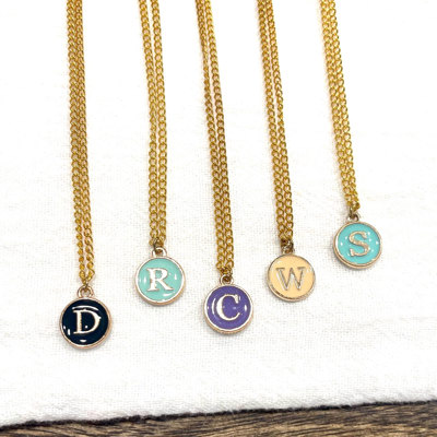 Round Initial Charm Necklace