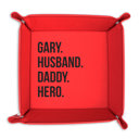 Husband. Daddy. Hero. Personalized Leather Tray for Dad