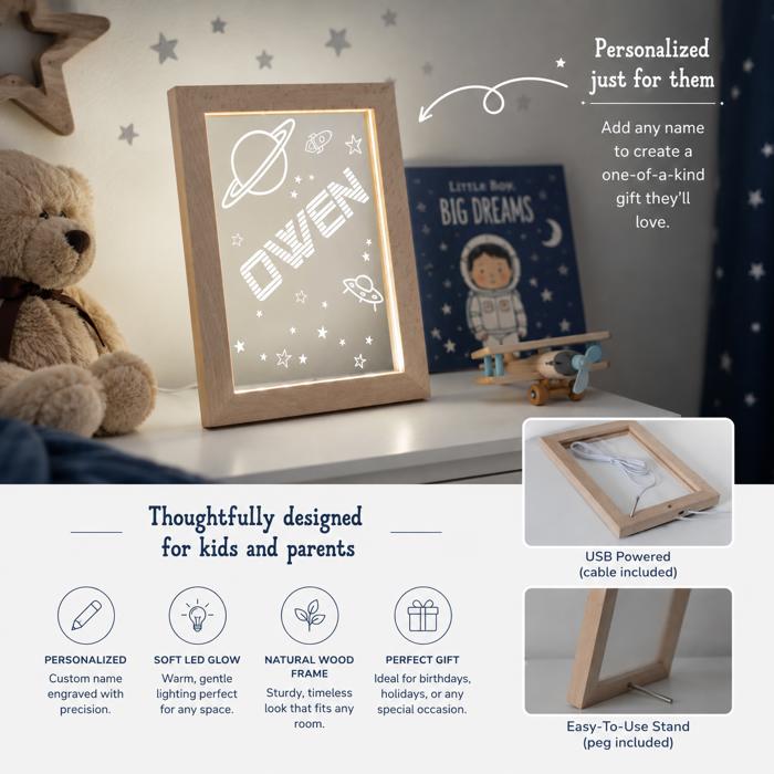 Kids Personalized Acrylic Night Light Frame