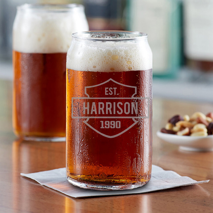 Personalized Beer Can Glass
