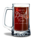 Best Dad Ever Script Personalized Glass Beer Stein