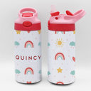 Rainbow Pattern Personalized Kid's Metal Tumblers with Straw