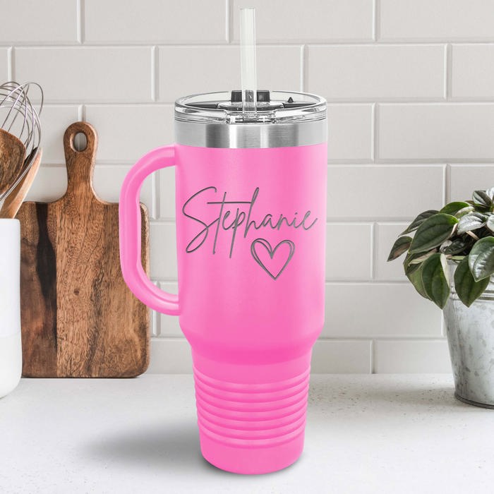 40 oz. Personalized Metal Tumbler with Straw